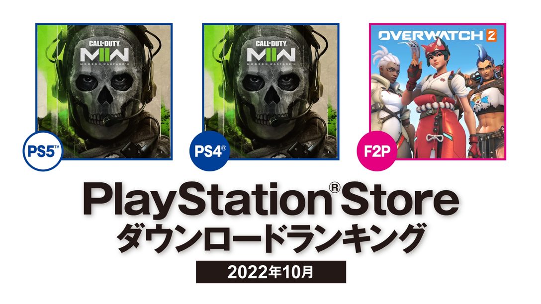 2022年10月のPS Storeダウンロードランキングを発表！ PS5™とPS4®で『Call of Duty®: Modern Warfare® II』が第1位！